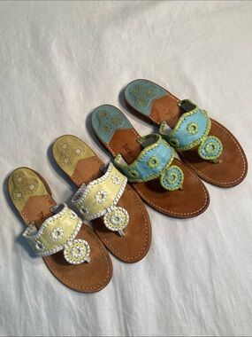 Jack rodgers leather thong sandals two tone 7